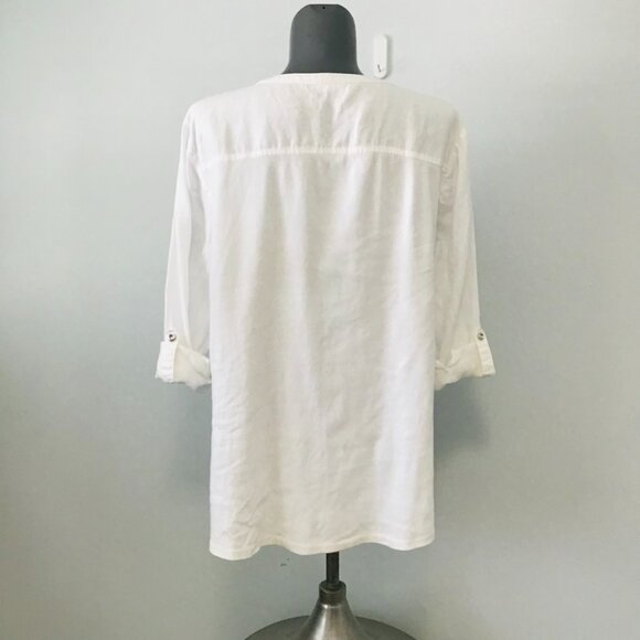 JM Collection Linen Cotton Blend 1/4 Zip Tunic Top Size XL - Picture 4 of 12